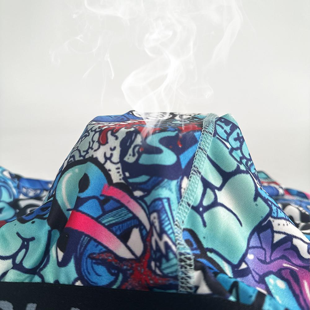 4-piece set of men's long printed boxer briefs, elastic and comfortable casual sports underwear, trendy graffiti-style prints, street style, breathable and thin fabric for sports, fitness, and daily wear Menswear Soft