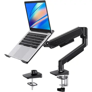 2 in 1 Function Laptop Mount with Tray, Fits 13-34? Monitors & Up to 17? Notebook,  Laptop Arm with Full Motion Adjustment, Laptop Stand for Desk, VESA 75x75mm/100x100mm