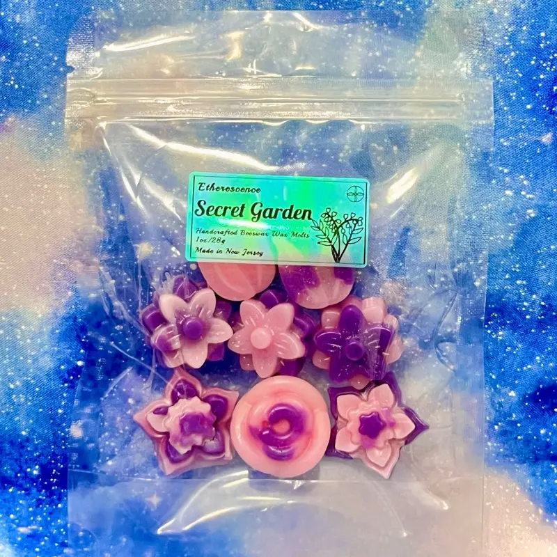 Secret Garden Flower Wax Melts Handcrafted Beeswax 8pk Sweet Floral Scented for Home/Room Decor and Aroma Enhancing -  Pack of 8