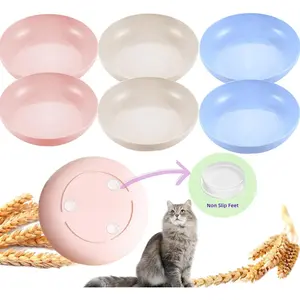 6-Pack   Bowl with Non-Slip ,    Dishes for , Plastic Cats Bowls Set for Multi-Cats Homes, 5.5" Wide Shallow  Kitten Bowls , Dishwasher Safe