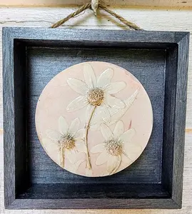 Plaster Botanical Bas Relief Artwork Decor Flower Metallic Shadow Ornaments Wall Poster Hand