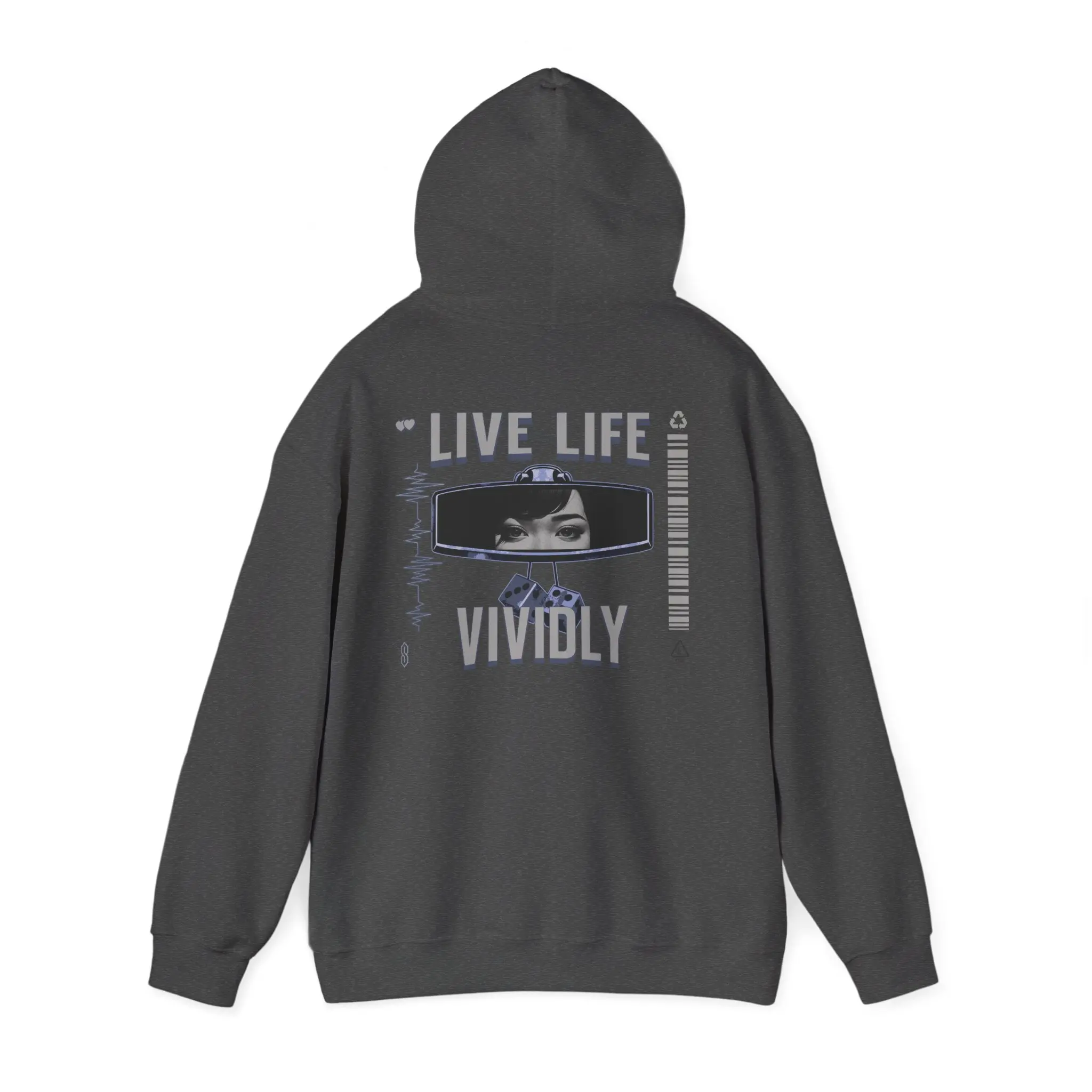 Inspirational Graphic Hoodie: Live Life Vividly Sweatshirt, Unisex Casual Wear, Motivational Gift, Cozy Layer for Every Occasion Cotton Fabric Adjustable Aesthetics Drawstring Everyday Fits Kangaroo