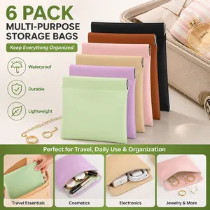 6 PCS Small Makeup Bag for Purse – Mini Portable Cosmetic Bags for Women, Coin Purse Lipstick Organizer, Travel Kit Storage Pouch for Toiletries, Jewelry, Keys – Cute Accessories Set