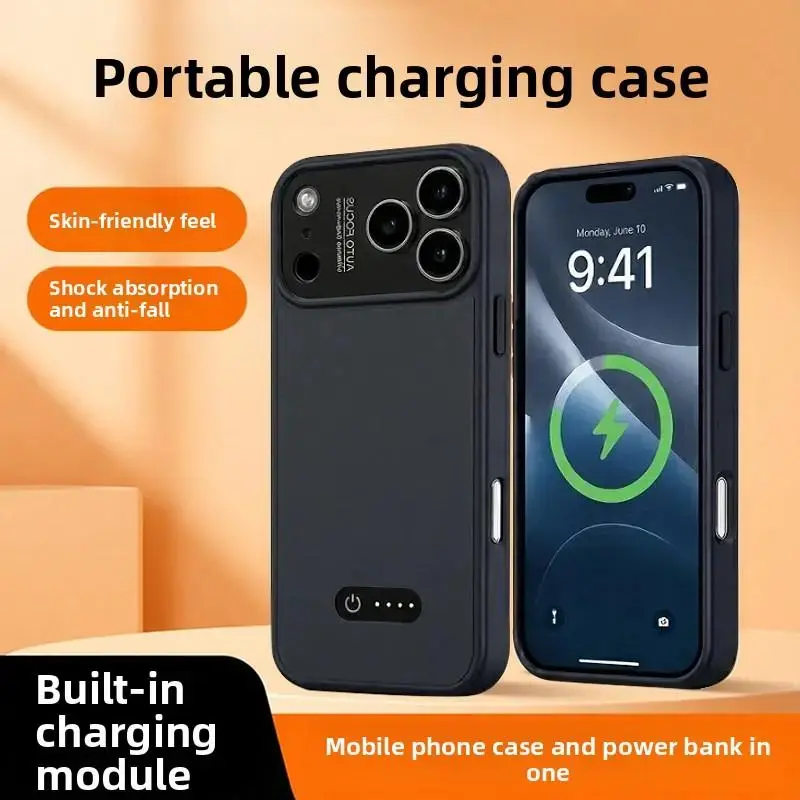 Mobile Phone Case with Built-in Power Bank, Liquid Silicone Coating, Lightweight Design, Shock-Resistant Protection and Smooth Elastic Touch