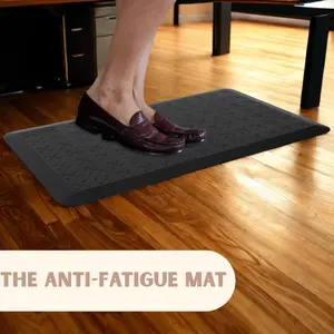 Anti-Fatigue Mat with High Density Padded Foam Insert for Extra Leg Comfort Beveled Edge for Safety Waterproof Rubber Surface Easy to Clean Suitable for Carpet and Hard Floor Use