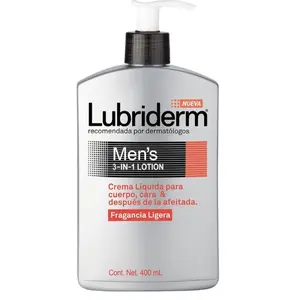 Lubriderm Men's 3-In-1 Lotion Enriched with Soothing Aloe for Body and Face, Non-Greasy Post Shave Moisturizer with Light Fragrance Body Care Moisturizing