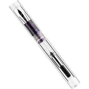 Majohn C1 Fountain Pen Fine Nib Clear Transparent  , Mini Pocket Pen, Eyedropper,Cartridges and Converter Filling