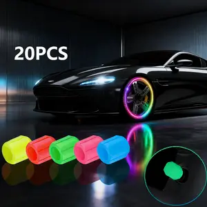 20pcs Universal Glow-In-The-Dark Valve Caps, Absorbent Night Light Pure Color, Car Accessories, Car Parts, Ca Prop 65 Compliant, No Prop 65 Warning
