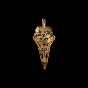 Raven Skull Pendant in Brass, Funky Unique Accessories, Witchy Jewelry Gifts