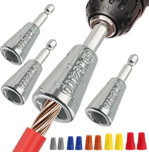 4 count Upgraded Wire Twister Tool for Drill 2025 Version, Multifunctional Wire Nut Twister, Lightweight Wire Nut Twister for Drill Compatible with Power Drills, for 1.5/2.5/4/6mm(9-22 AWG) wires
