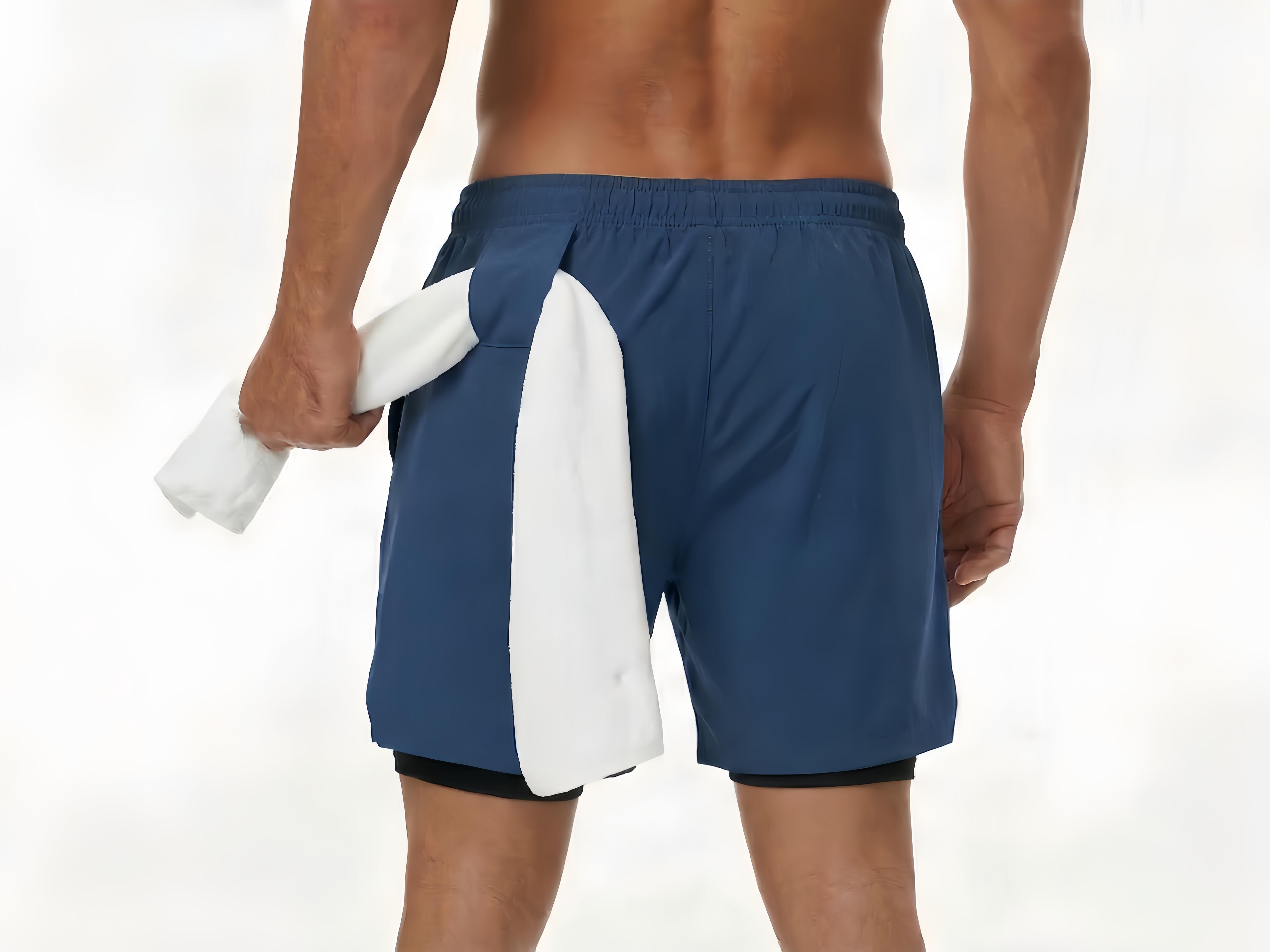 3 Pack Mens 2 in 1 Athletic Shorts Set | Gym Workout Running Shorts with Built-in Compression Liner & Phone Pocket | Quick Dry Activewear Training Bottoms | Essential Sportswear Bundle