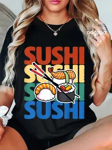 100% Cotton Retro Sushi Japanese For Men Women , Sushis And Sashimis T-Shirt