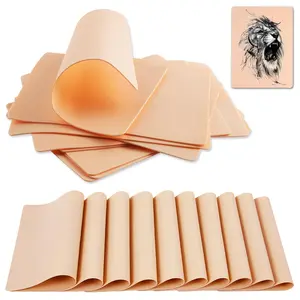 5 Pack Tattoo Practice Skin 7.4x5.6" Soft Double Sided Fake Skin for Beginners & Experienced Artists High-Quality Silicone Reusable Tattoo Practice Sheets