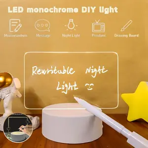 LED Message Board Night Light with Erasable Writing Surface and Pen, USB Powered, Tabletop Decorative Lamp for Bedroom Living Room Desk, Home Decor Light