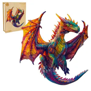 Dragon Wooden Jigsaw Puzzle for Adults and Kids Unique Shape Animal Wood Puzzles Challenging Puzzle, Family Game Creative Gifts，Laser-Cut Durable HDF Wood Puzzle