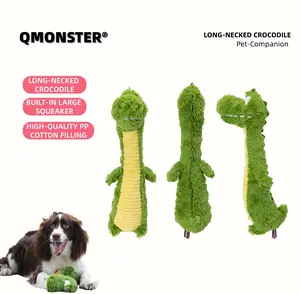 【CLEARANCE】QMONSTER Long-Necked Crocodile Plush Dog Toy, Squeaky, Durable and Interactive Pull, Tug of War, Release Energy & Relieve Boredom, Dog's Self-Entertainment Tool, Safe and Soft Plush Materials, Suitable for Medium & Large dogs