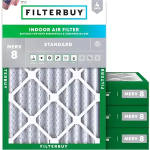 Filterbuy 18x24x4 Air Filter (4-Pack), Pleated MERV 8 Dust Defense HVAC AC Furnace Air Filters (Actual Size: 17.50 x 23.38 x 3.63 Inches)
