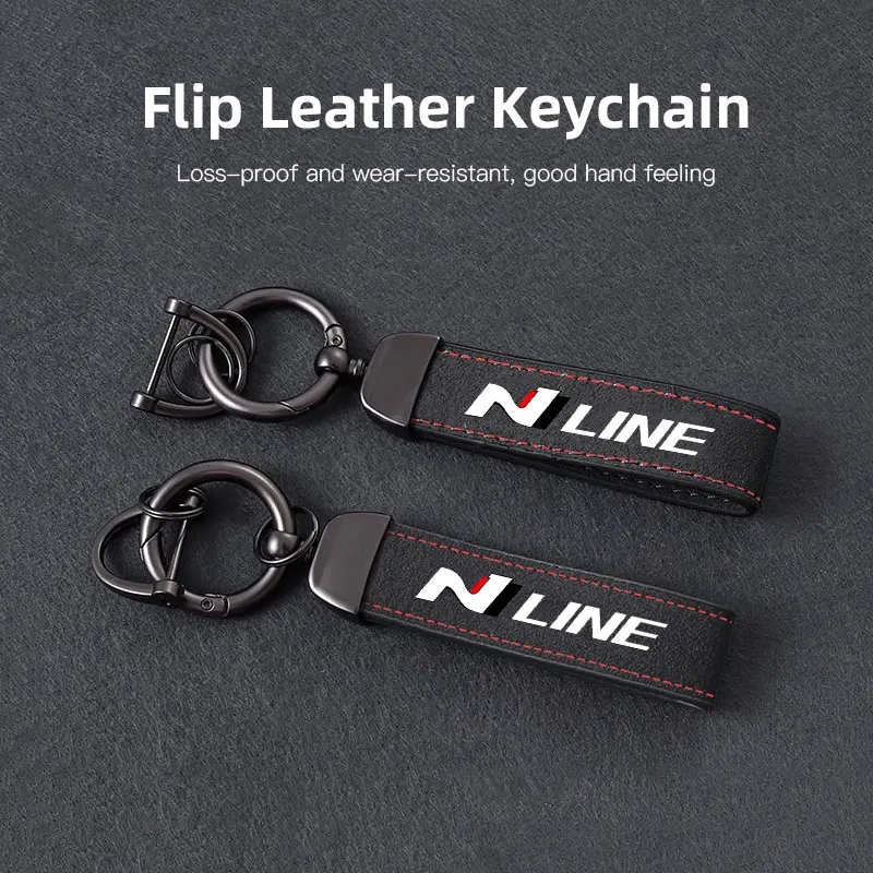 1Pcs Leather Keychain Hand-Woven Key Rope Key Ring Auto Emblem Accessories, Key Chain For Car Keys, Car Key Chain For Hyundai HB20 KONA i20 i10 IONIQ Elantra Palisade Sonata Grandeur SantaFe Tucson Bayon NEXO i30 Creta iMax Casper Veloster Accent Venue