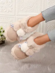 Women's Plush Lined Snow Boots, Casual Warm Boots, Soft Indoor Outdoor Home Shoes, Comfortable Cushioned Lightweight Durable, Perfect Holiday Gift