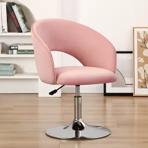 Furnimart Velvet Vanity Chair with Back, Height Adjustable Swivel Accent Chair, Round Makeup Chair Living Room Bedroom vanity papasanchair minivanity