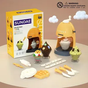 Colorful Ice Cream Machine Toy Set, Kids DIY Pretend Play Kitchen, Educational Gift for Birthdays and Christmas Holidays