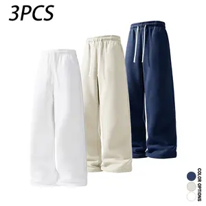 Men’s casual, simple, comfortable long pants with a drawstring elastic waistband; loose fit for sports and fitness; versatile everyday long pants for spring and autumn.