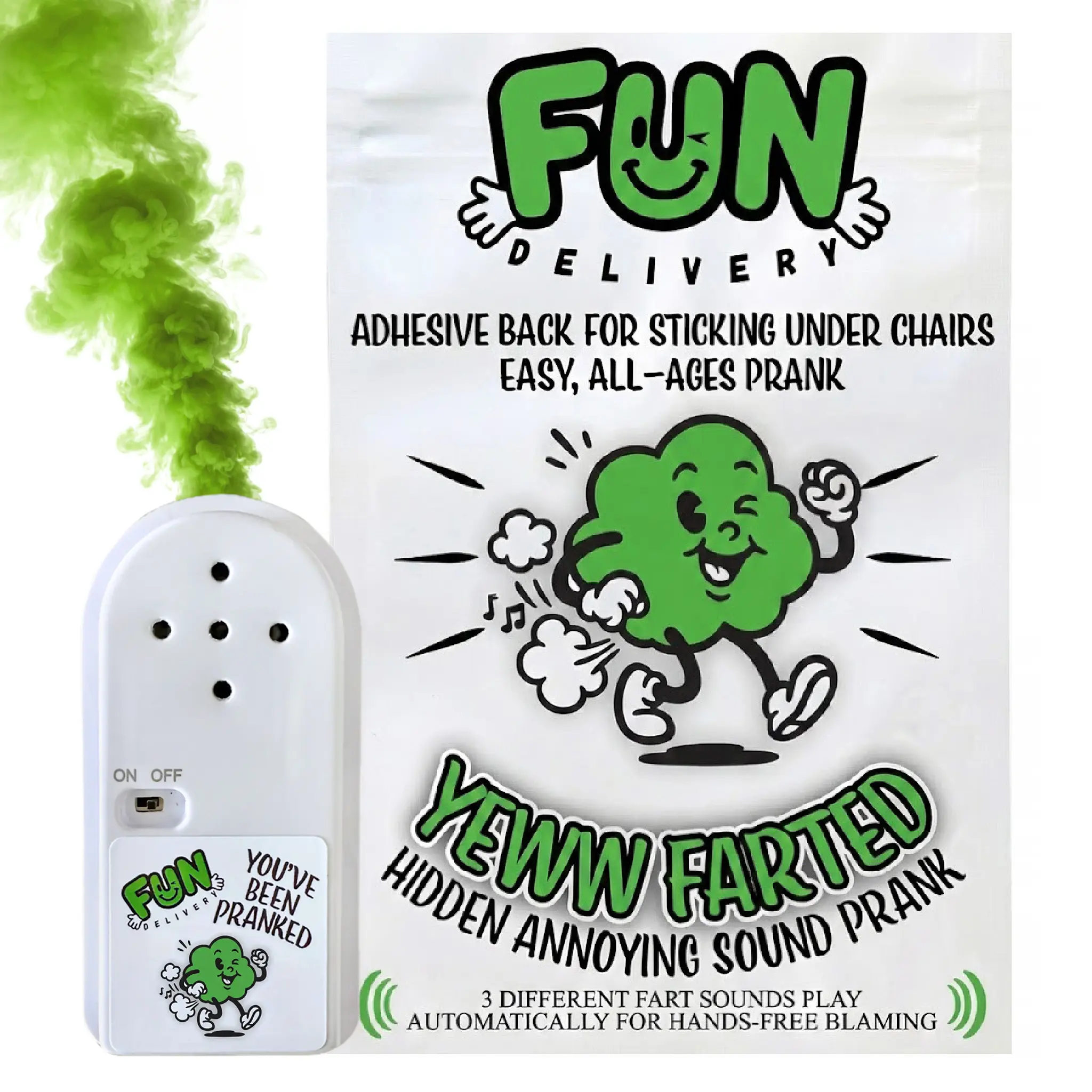 Yeww Farted by FUN Delivery – Hidden Fart Sound Device | 3 Fart Sounds | April Fools & Office Prank | Funny White Elephant Gag Gift