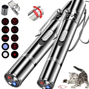 New 10-In-1 Pet Multi-Functional Laser Cat Toy, Dot Chasing Light, USB Rechargeable, 3 Modes, 8 Adjustable Patterns, Indoor Dog Cat Play, Laser Pointer