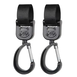 Rotatable 360-Degree Hooks (Set of 2) - Versatile Fashion Accessory Hooks for Strollers, Diaper Bags
