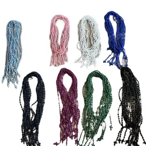 100% Handmade Rosary Cross Pendant Long Braided String Knotted Catholic Religion Adjustable Colorful Rope Necklace Lucky Protection Keepsake Jewelry for Women Men made in Mexico