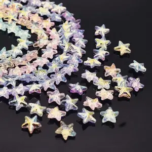A box of mixed star 15MM starfish multi-color glass beads with holes, star straight hole beads, DIY artificial jewelry accessories, earrings, bracelets, necklaces accessories