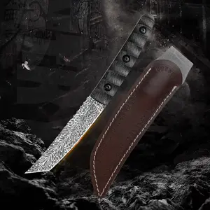 Feathered Outdoor Small Straight Knife, High Hardness Sharp Survival Fruit Knife, Easy to Carry Meat Knife,A Portable Household Knife, Suitable for Both Kitchen Use and Camping Barbecues