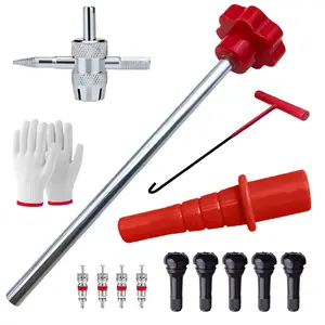 14-Piece Set Quick Change Tire Valve Tool Kit,Tire Valve Stem Core Quickly Replacement Tool Kit,Perfect Tool for Replacing Leaky Valves in Cars,ATVs,Trucks,Motorcycles, etc.with 5 TR413 Valve,4-Way Valve Tool excellent giftfor Christmas and New Year