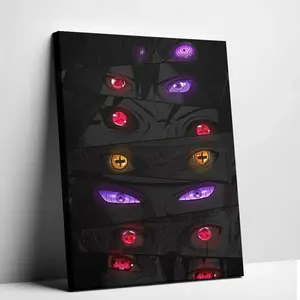 Naruto Eyes Manga Wall Art Print - Sasuke, Itachi, Kakashi Sharingan Poster Set, Colorful Anime Painting, Minimalist Home Decor & Gift for Fans