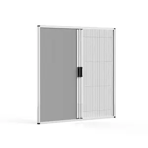 Folding Day and Night Dual Use Sheer Curtain Aluminum Alloy No Drill Sliding Mosquito Net