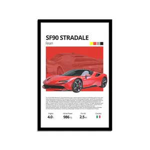 Ferrari SF90 Stradale Silk Stylish , Vintage Automotive Decor, Car Enthusiast Wall Art, Gift for Him, Unique Home Decoration Poster