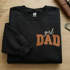 Embroidered Girl Dad Sweatshirt, Expecting Dad Gift, Pregnancy Announcement Sweater, Personalized Name Sleeve Sweatshirt, Dad Of Girls Gift, Father To Be Cozy Sweatshirt
