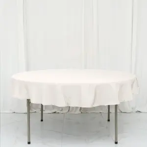 Polyester 70" Round Tablecloth Ivory - Durable & Wrinkle-Resistant Table Cover