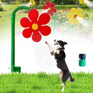 Crazy Daisy Sprinkler Crazy Dancing Flower Water Sprinklers Funny Sun Flower Dancing Daisy Lawn Sprinkler for Yard Watering Dogs Playing Red Garden Sprinklers
