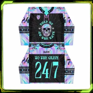 Rave To The Grave Hockey Jersey, Rave Wear Dubstep Jersey, EDM Festival Jersey, Unisex Rave Outfit, Music Event Apparel