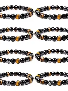 Triple Protection Bracelet with Natural Stones, Gemstones and Crystals, Tiger Eye, Obsidian, Hematite Stone, Fashion Jewelry for Men and Women, High Quality Bracelet, Premium Bracelet