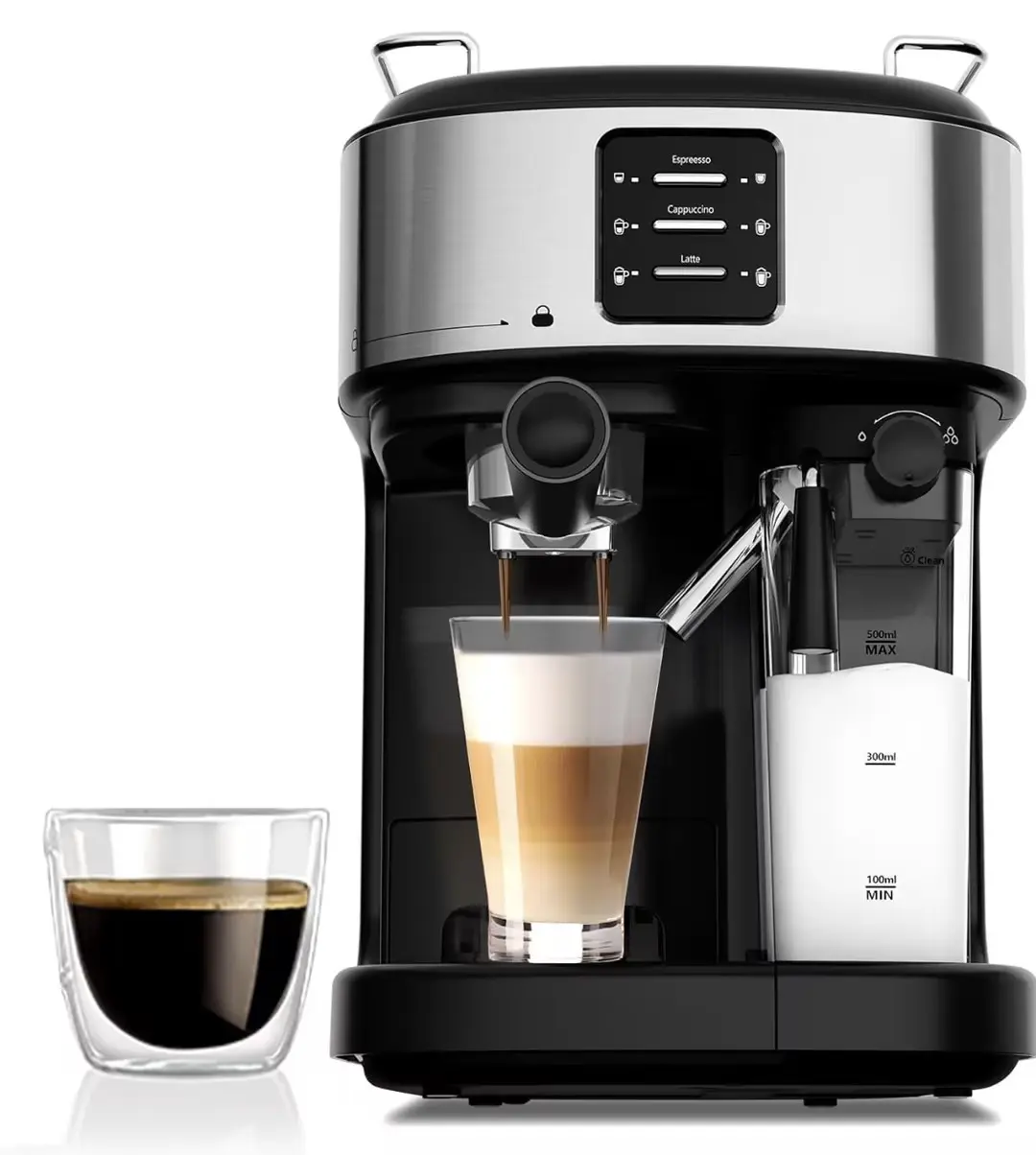 Electactic 20 Bar Professional Compact Espresso Cappuccino Machine with Auto Milk Frother, Stainless Steel Coffee Maker for Cappuccino, Latte