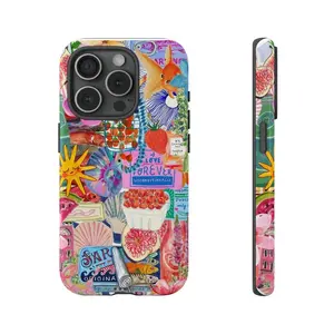 Vintage Collage Art Phone Case, Scrapbook Floral Aesthetic iPhone 11 12 13 Mini 14 15 Pro Max Mini Tough Case Accessories Flower