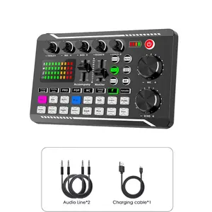 F998 Live Broadcast Device, Wireless Live Audio Equipment, Microphone Music Sound Control Equipment, Audio Mixer Streaming Mixer With Sound Converter/Mixer Control For Music Singing Live Machine For Computers, Phones, PC, Usb Audio Mixer