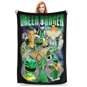 Green Ranger Bootleg Blanket Lightweight Throw Blanket Flannel Fleece Microfiber Plush Bed Blanket Super Soft Blanket for All-Season Travel Camping Home   Skin-friendly, soft, lightweight, and breathable.