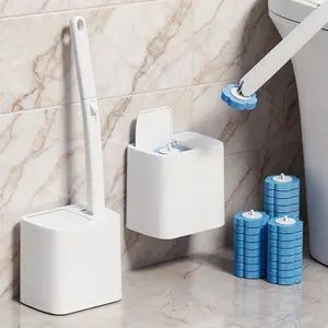 Disposable Toilet Brush Set with 24 Replacement Heads, Bathroom Cleaning System for Sink, Bathtub, Drain, Faucet, Wall-Mountable Tool Kit, Toilet Wand