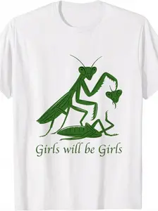 Unisex Fashion T-shirt with "Girls will be girls" Graphic, Casual Short Sleeve Round Neck in Comfortable 100% Cotton
