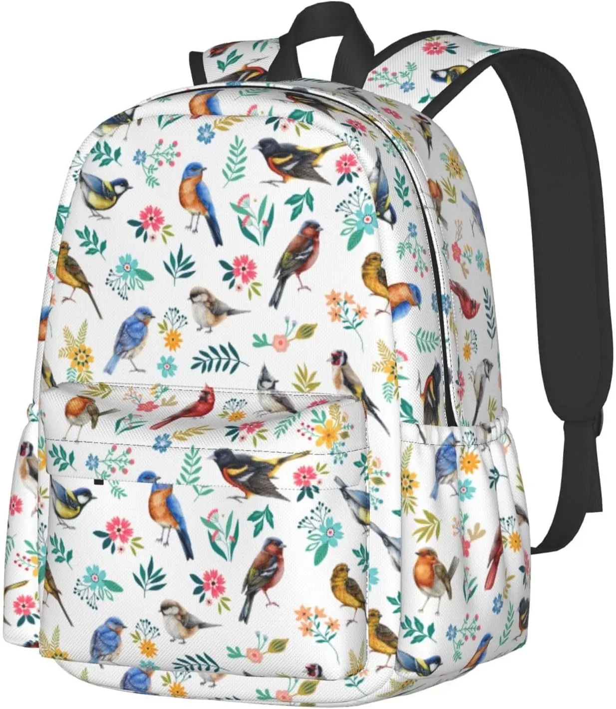 Watercolor Birds Waterproof Backpack Adjustable Shoulder Straps Bag Large Capacity Casual Daypack Bookbag For Travel Work