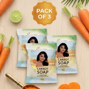 ByenBlan Carrot Soap Body Care Set (3 Pieces, 7 oz Each) - Beauty & Personal Care, Body Care Cosmetic Cleanser with Moisturizing, Hydrating & Brightening Benefits