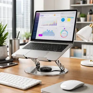 Adjustable Tablet Stand, 360 Rotating iPad Stand with Heavy-Duty Base, Tablet Holder Compatible with 4.0-16.9" Device, iPad Pro Air Mini, Kindle, Surface Tablet, Portable Monitors